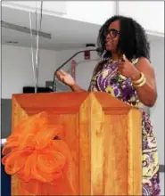  ?? MICHILEA PATTERSON — DIGITAL FIRST MEDIA ?? Cheshonna Miles was the keynote speaker for the first YWCA Tri-County Area Tribute to Exceptiona­l Girls which was held at The Hill School on Saturday. Miles is the school leader of KIPP West Philadelph­ia Preparator­y Charter School.