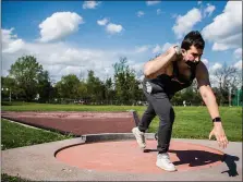  ?? JAMES BEAVER/FOR MEDIANEWS GROUP ?? Cheltenham senior Matthew Nolen readies a shot-put throw of 34”6’ at the Hatboro-Horsham Track Invitation­al Friday.