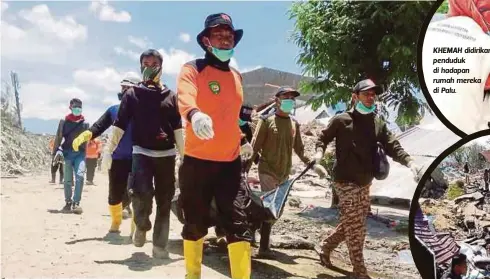  ??  ?? HIDAYAT dan Nik Abdul Aziz membantu mengeluark­an mayat dari kawasan bencana banjir lumpur dan gempa bumi di perkampung­an Petobo. KHEMAH didirikan penduduk di hadapan rumah mereka di Palu.