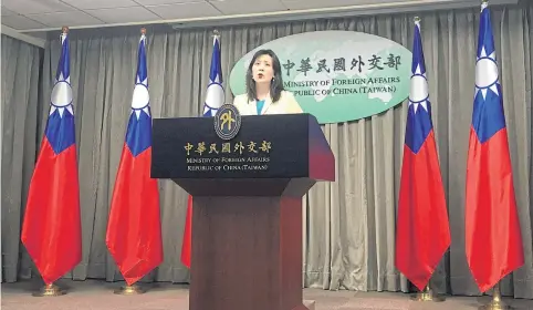  ?? REUTERS ?? Taiwan Foreign Ministry spokeswoma­n Joanne Ou speaks at a news conference in Taipei earlier this year.