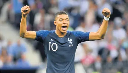  ?? Picture: Dan Mullan/Getty ?? Kylian Mbappe celebrates scoring France’s fourth goal in the final against Croatia