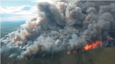  ?? PARKS CANADA HANDOUT PHOTO BY JONATHAN LARGE ?? A wildfire burns in the boreal forest of Wood Buffalo National Park on June 17, 2014. Canada loses 20 times more forested land to fires and insect infestatio­ns each year than it does to harvesting wood for industry and climate change is making it worse.