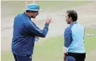  ?? Picture: ADNAN ABIDI/ REUTERS ?? SHAPING TALENT: Coach Ravi Shastri, left, in the nets in Dharamsala, India