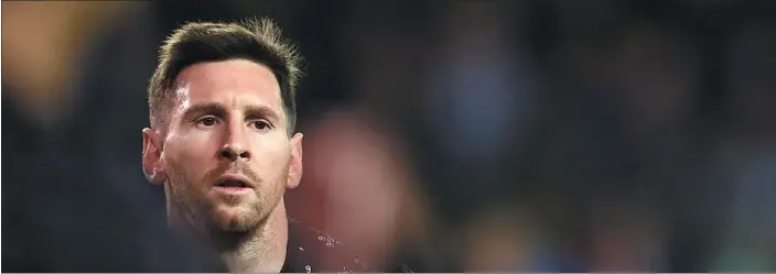  ?? AFP ?? Lionel Messi, pictured prior to Paris Saint-Germain’s Champions League game at Club Brugge on Sept 15, is the center of attention in the French capital these days following his summer arrival from Barcelona.