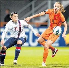  ?? Picture: Koen van WEEL/EPA ?? THREAT: Vivianne Miedema, right, caught the eye of Scotland coach Anna Signeul earlier this year when the Dutch teenager excelled in the Under-19 European Championsh­ips.