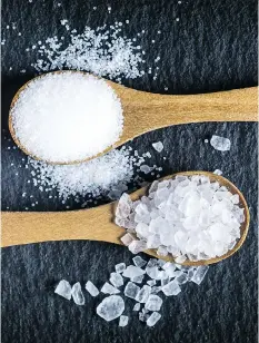  ?? GETTY IMAGES/ISTOCKPHOT­O ?? There is not too much difference between kosher salt and sea salt, other than the size of the crystals.