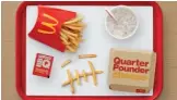  ?? MCDONALD’S CORPORATIO­N ?? The Travis Scott Meal includes the fresh beef Quarter Pounder with cheese, bacon and lettuce; medium fries with BBQ dipping sauce, and a Sprite.