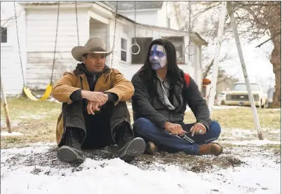  ?? PHOTO COURTESY OF THE WEINSTEIN CO. ?? Jeremy Renner, left, and Gil Birmingham in a scene from “Wind River,” which is set on a Wyoming American Indian reservatio­n.