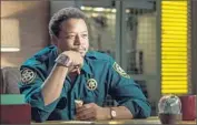  ?? Fox ?? TERRENCE HOWARD plays the ice-cream craving Sheriff Pope in the Fox miniseries “Wayward Pines.”