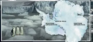  ??  ?? Near the coast, huge ice volumes are produced in the winter. When the ocean water freezes, salt is shed, making the water under the ice salty and heavy.