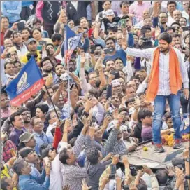  ?? PTI FILE ?? Patidar leader Hardik Patel during a road show in Ahmedabad.