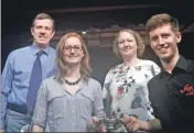  ?? Photograph Sara Bain. ?? Islay MacRae presents the Dick MacRae Memorial Quaich to student Ali Hambrey, with Music School Director Dougie Pincock and Rona MacRae.