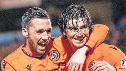  ?? Picture: SNS. ?? Ian Harkes, right, celebrates with Nicky Clark after scoring against Ayr United at Tannadice in December.
