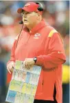  ?? MATT PATTERSON/AP ?? Kansas City Chiefs head coach Andy Reid has been in two of the past three Super Bowls. He never won a title in 14 seasons as Philadelph­ia’s head coach.