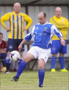  ??  ?? Ian Stafford in full command of the situation for Taghmon United.