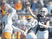  ?? ANDRES LEIGHTON — THE ASSOCIATED PRESS ?? Fresno State quarterbac­k Jake Haener, a Monte Vista High gradaute, threw for 286 yards and a touchdown in a 31-24 win over UTEP in the New Mexico Bowl on Saturday.