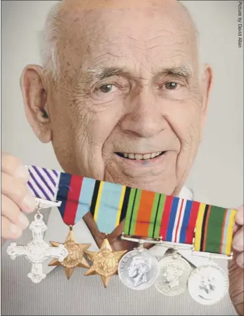  ??  ?? WEARING HIS MEDALS WITH PRIDE: War veteran John Hall of Gleneagles Road, in Grindon, who is going to the unveiling of the new Bomber Command memorial in London.