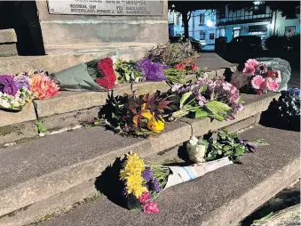  ?? ?? Touching Floral tributes in the Wellmeadow