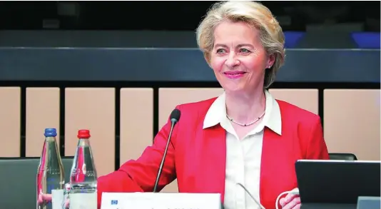  ?? EFE ?? Ursula Von der Leyen, presidenta de la Comisión Europea, quiere llenar el vacío existente en torno a los criptoacti­vos