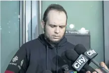  ?? THE CANADIAN PRESS FILES ?? Joshua Boyle speaks to the media after arriving at the airport in Toronto on Oct. 13, 2017. A bail hearing for the former hostage could be weeks away after a brief court appearance by video link on Monday.