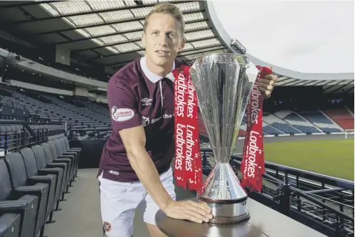  ??  ?? 0 Hearts captain Christophe Berra was at Hampden yesterday with the other 11 Premiershi­p captains for the SPFL season launch.