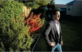  ??  ?? Dr. Ryan Cirz, a microbiolo­gist and co-founder of Achaogen, is seen at home this month in San Mateo, California. Now-bankrupt Archaogen’s new antibiotic, Zemdri, treats resistant urinary tract infections. “It wasn’t hype,” he said. “This was about saving lives.”
