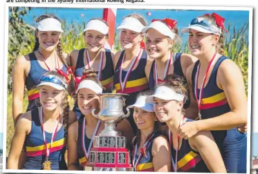  ??  ?? In 2017, the school’s First VIII Rowing squad won the prestigiou­s Head of the River Regatta for the first time in their history. Back Row: Eve Prosser, Kate Gilmore, Hope Nixon, Charlee Mitchell, Alexandra Finlay. Front Row: Sophie Rice, Leukie Smith, Zara Campbell, Jess Scott.Below: Current members of the St Hilda’s School rowing team hard at work in an early morning training session on the Gold Coast.