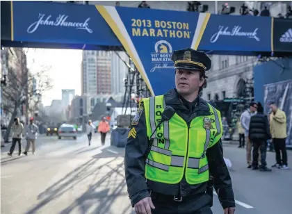  ?? Picture: CBS FILMS-LIONSGATE FILMS ?? HERO COP: Mark Wahlberg reunites with director Peter Berg in Patriots Day, a fact-based retelling of the hunt for the Boston Marathon bombers.