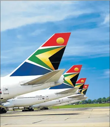  ??  ?? LOW FLYING: South African Airways has gone through a bumpy financial ride in recent years and has survived through a series of costly bailouts by the government