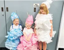  ?? ?? Olive Brisco (left), 3, Marley Keene, 2, and Anea Brisco, 9, dressed up as candyfloss.