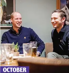  ??  ?? Grin and bear it: With Chelsea boss Frank Lampard in a pub watching England lose 2-1 to the Czech Republic OCTOBER