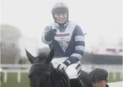  ??  ?? 0 Bryony Frost celebrates after Frodon’s victory at Cheltenham.