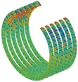  ??  ?? （b）实肋板剪应力（125 MPa）图4 空舱工况实肋板应力云­图Von Mises stress and shear stress contours of the solid floors under empty loadings