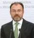  ??  ?? Newly appointed Mexico’s Foreign Minister Luis Videgaray addresses the media in Mexico City