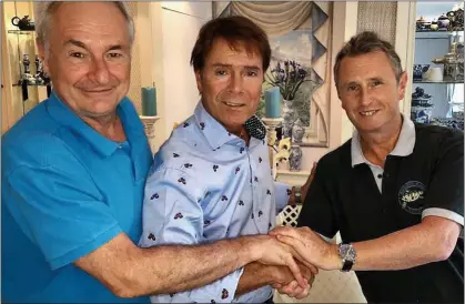  ??  ?? COMMON CAUSE: DJ Paul Gambaccini, Sir Cliff Richard and MP Nigel Evans met in July to discuss their experience­s