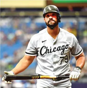  ?? JULIO AGUILAR/GETTY IMAGES ?? First baseman Jose Abreu reacts after striking out in the fourth inning Sunday.