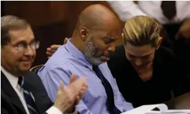  ?? Tuesday. Photograph: Christian Gooden/AP ?? Lamar Johnson reacts after Judge David Mason overturned his murder conviction on