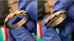  ?? OPEN ARMS ?? Rings in a rucksack belonging to Algerian couple Ahmed and Doudou that was found in the Mediterran­ean.
