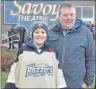  ?? DAVID JALA/CAPE BRETON POST ?? Allyssa Wadden waits with father Keith at the end of the long line at Sunday’s Rogers Hometown Hockey festival at the Savoy Theatre in Glace Bay. The event was scheduled for outdoors but was moved inside due to the weather.