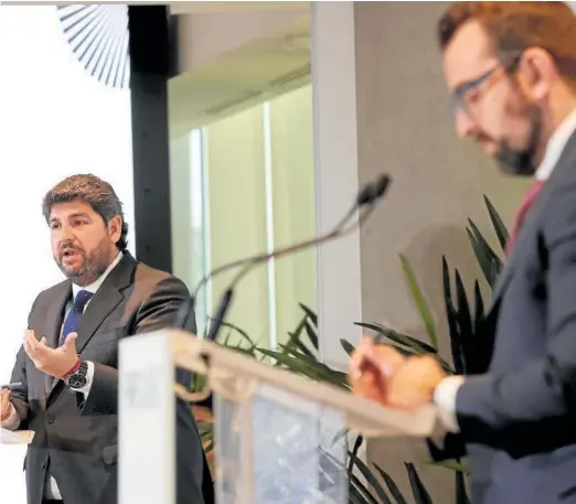  ?? ERNESTO AGUDO Y TANIA SIEIRA ?? El presidente de Murcia, Fernando López Miras, ayer en el Foro ABC