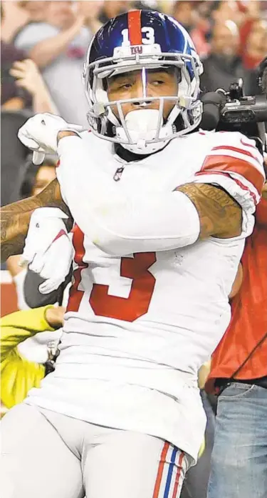  ?? GETTY ?? It’s still the longest of shots, but the Giants haven’t lost since Odell Beckham-’s declaratio­n.