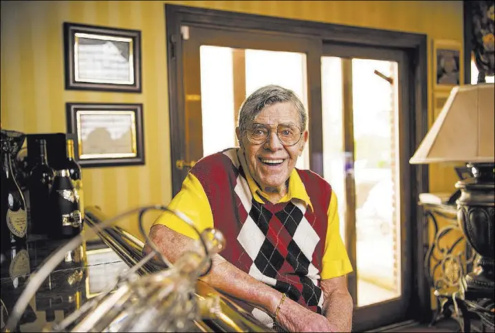  ?? JOSHUA DAHL/LAS VEGAS REVIEW-JOURNAL ?? Jerry Lewis, seen at home in Las Vegas, continues to “make a nice living” with a new movie and a show at South Point that includes a look at his career and questions from the audience.