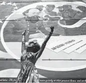  ?? STUART VILLANUEVA/THE GALVESTON COUNTY DAILY NEWS ?? Prescylia Mae performs during a Juneteenth mural dedication ceremony Saturday in Galveston, Texas.