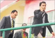  ?? HT PHOTO ?? Pakistan security team inspected the Dharamsala stadium on Monday. Pakistan are scheduled to play India at the venue.