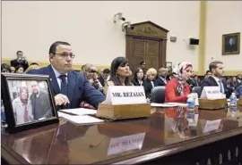  ?? Brendan Smialowski AFP/Getty Images ?? ALI REZAIAN, Jason’s brother; Naghmeh Abedini, Saeed’s wife; Sarah Hekmati, Amir’s sister; and Daniel Levinson, Robert’s son, at a hearing on the prisoners.