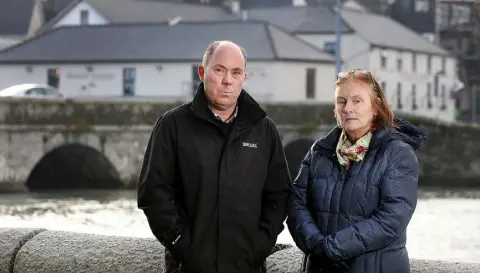  ??  ?? DISMAY: Kit Dunne from Wicklow Boat Charters and Patricia Hynes, who runs Halpin’s Town House B&amp;B in Wicklow town. Left: the Grand Hotel in Wicklow town. Inset below: Justice Minister Charles Flanagan. Photos: Steve Humphreys