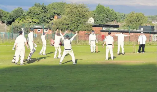  ?? Stewart Conway ?? Runcorn Cricket Club first XI vice-captain David McNamara sets up a grandstand finish when he wins an lbw decision with the penultimat­e ball of the innings against Hale Barns last Saturday.