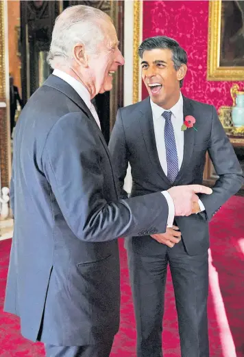  ?? ?? Rishi Sunak hailed the King’s ‘longstandi­ng and far-sighted leadership’ on the environmen­t as the pair met at Buckingham Palace yesterday ahead of the Cop27 climate change summit