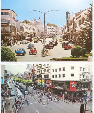  ??  ?? Baguio Session Road, as seen in the 1960s and today, still anchors city life along with Burnham Park nearby.