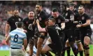  ?? Photograph: Alex Davidson/The RFU Collection/Getty Images ?? Joe Cokanasiga roars in delight after scoring England’s first try.